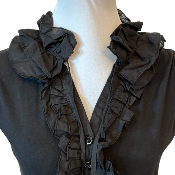 São Paulo Black Stretch Ruffle Top - Picture 2 of 6